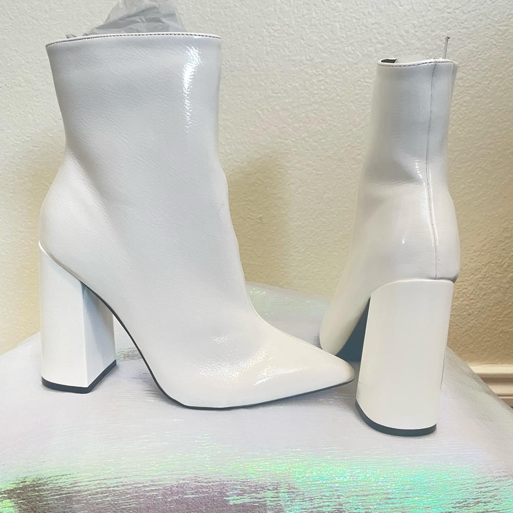 White Pu leather Booties 🤍